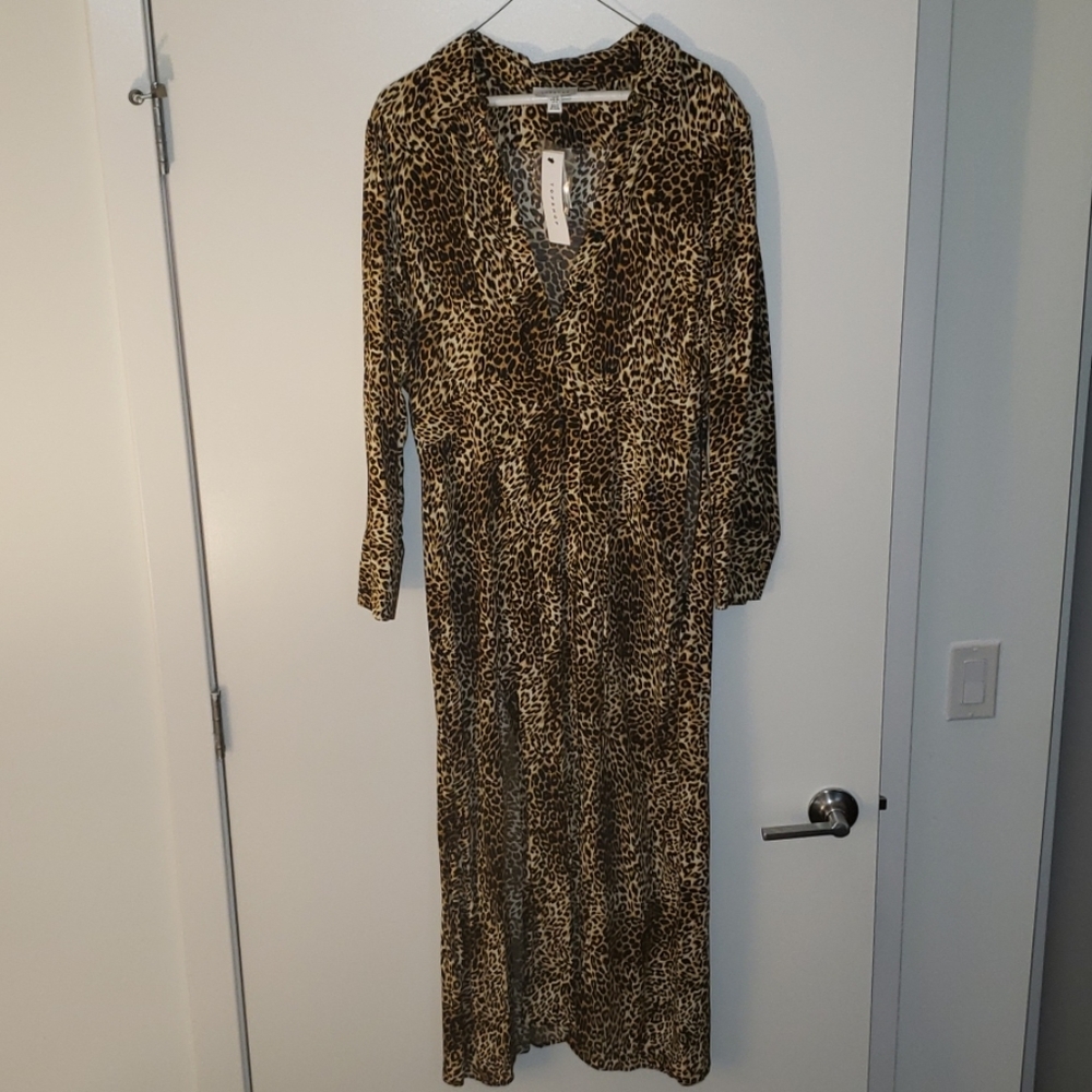 Topshop Print Pleated Shirtdress
